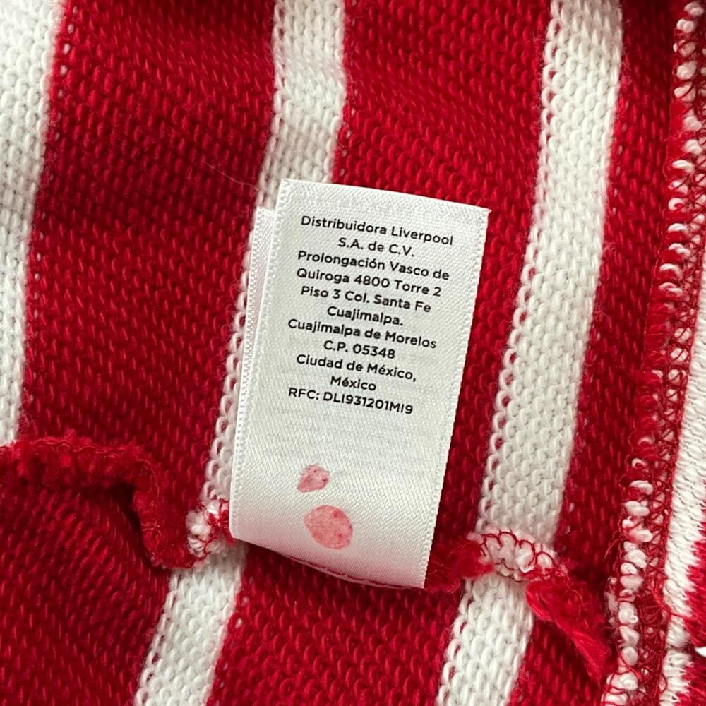 Talbots Beach Terry Hoodie Luna Womens Medium Red White Striped Cotton - Picture 8 of 13